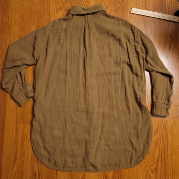 Free People X Cp Shades Marella Double Cloth Buttondown Shirt XS Grn/Vert - Picture 2 of 12